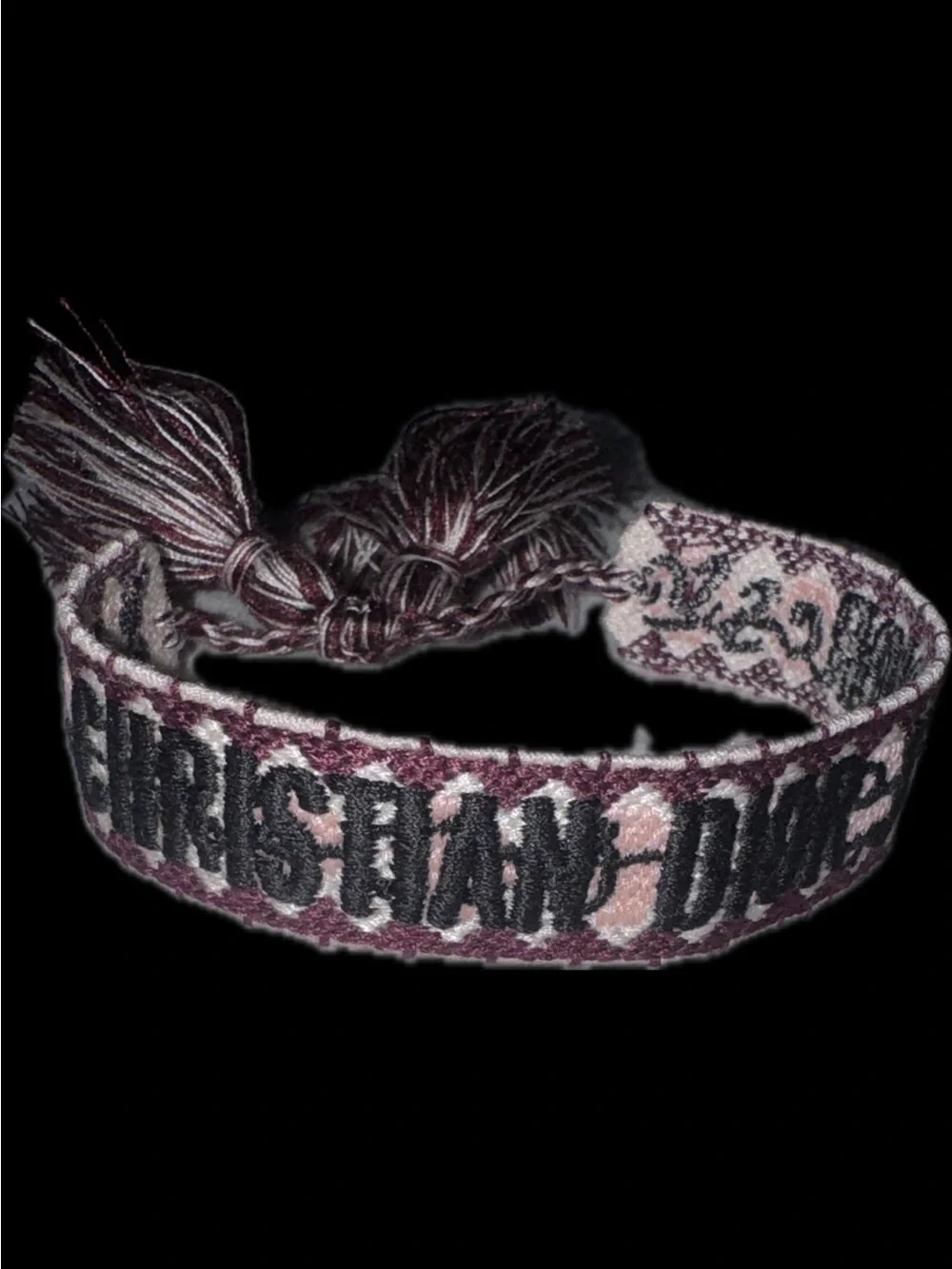 Dior Men’s Woven Logo Bracelet in Pink and Black